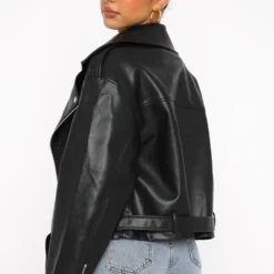Seal The Deal PU Biker Jacket Black -Outlet Poise Nest Store 02.08.22 1195