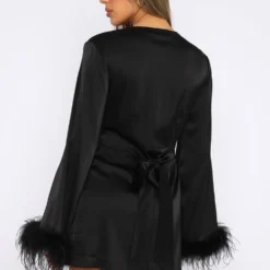 First Pick Wrap Long Sleeve Mini Dress Black -Outlet Poise Nest Store 08.09.22 2 031