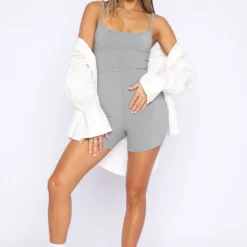 Clearly Into You Ribbed Playsuit Grey -Outlet Poise Nest Store 08.09.22 504
