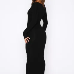 Get My Attention Long Sleeve Maxi Dress Black -Outlet Poise Nest Store 08.12.2217369