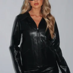 Reminds Me Of You PU Jacket Black