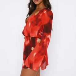 All We Wanted Long Sleeve Mini Dress Sunset Blur -Outlet Poise Nest Store 11.08.2348220