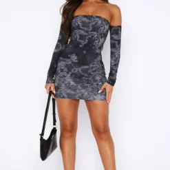 Bad Reputation Long Sleeve Mini Dress Onyx Floral -Outlet Poise Nest Store 11.08.2348927