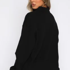 The Highest Demand Zip Front Sweater Black -Outlet Poise Nest Store 11.11.21 1129