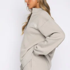 The Highest Demand Zip Front Sweater Taupe -Outlet Poise Nest Store 11.11.21 1154