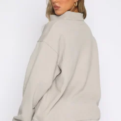 The Highest Demand Zip Front Sweater Taupe -Outlet Poise Nest Store 11.11.21 1159