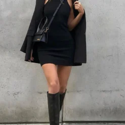 Star Power Ribbed Mini Dress Black -Outlet Poise Nest Store 128771688 1755823274599808 8999564261800029535 n