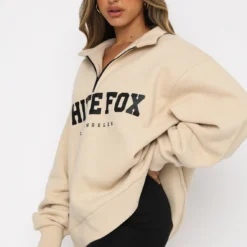 High Standard Zip Front Sweater Sand -Outlet Poise Nest Store 13.05.21 783