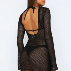 With Me Long Sleeve Mini Dress Black -Outlet Poise Nest Store 14.07.23 0389