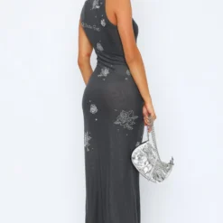 Fashion Fusion Mesh Maxi Dress Charcoal -Outlet Poise Nest Store 14.07.23 2524