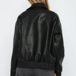 Make Things Right PU Bomber Jacket Black -Outlet Poise Nest Store 14.4.2316147