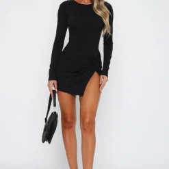 Do What I Do Long Sleeve Mini Dress Black -Outlet Poise Nest Store 14.4.2316522