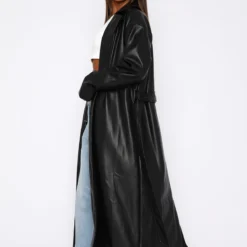 Rainy Day PU Trench Coat Black -Outlet Poise Nest Store 16.03.2321448