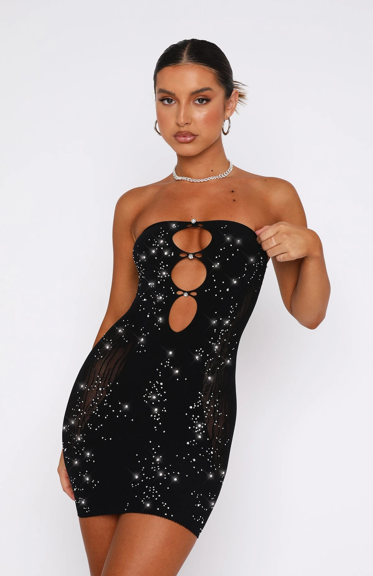 It's All About Me Strapless Diamante Mini Dress Black 2 It's All About Me Strapless Diamante Mini Dress Black - Image 2