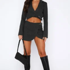 Not Like You Cropped Blazer Charcoal -Outlet Poise Nest Store 18.05.2328306