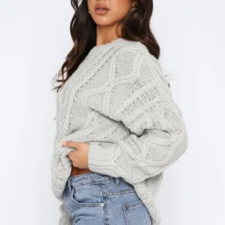 Strong Attraction Knit Sweater Grey -Outlet Poise Nest Store 18.05.2328356