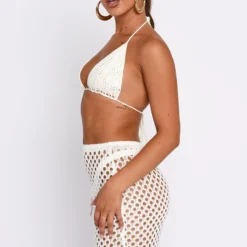 Hold On Crochet Bikini Top Off White -Outlet Poise Nest Store 19.01.231616