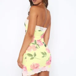 Loving Yourself Strapless Mini Dress Lemon Rose -Outlet Poise Nest Store 2.2.23 5372