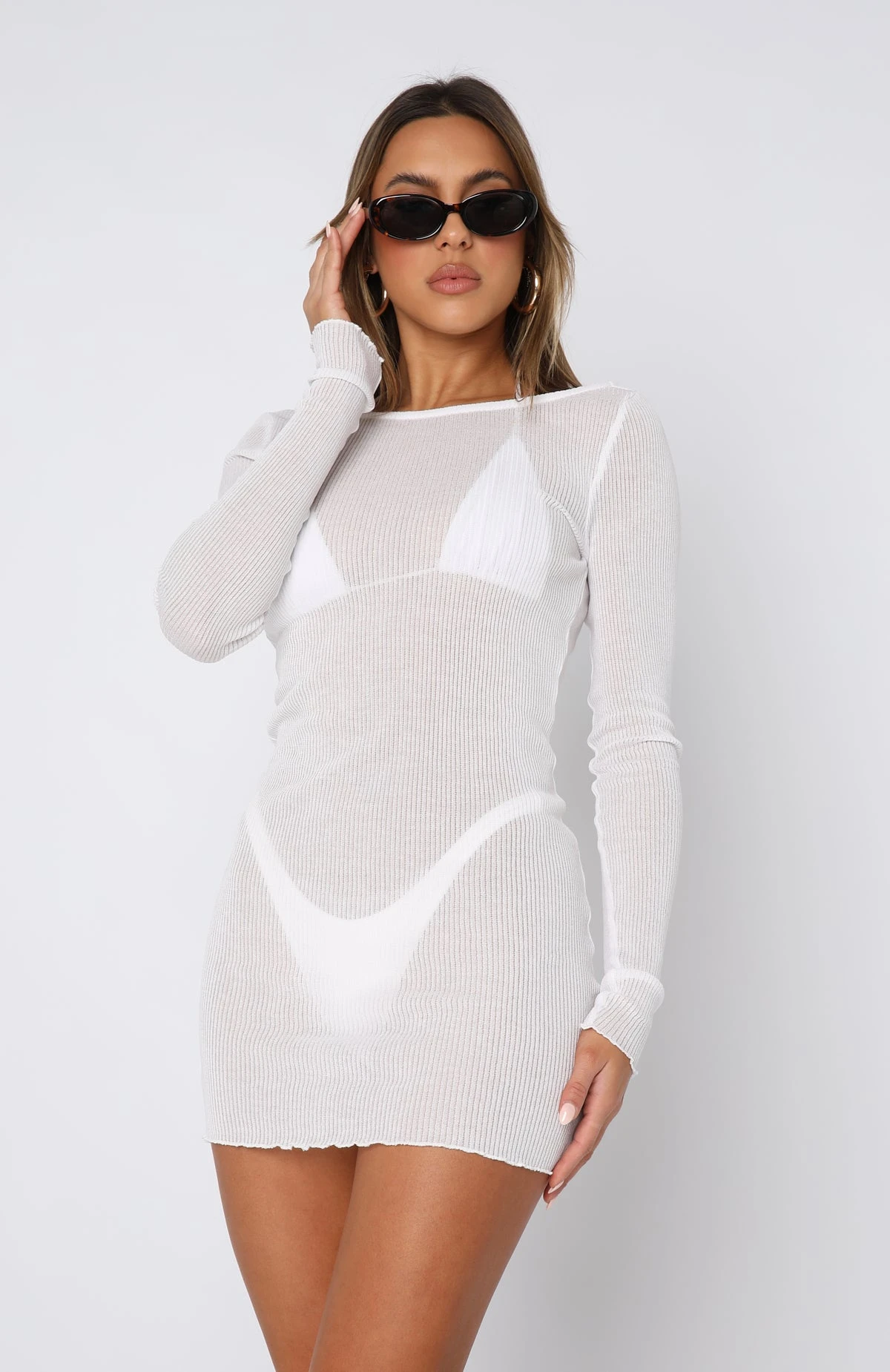 Without Warning Long Sleeve Mini Dress White 2 Without Warning Long Sleeve Mini Dress White - Image 2