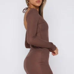 Without Warning Long Sleeve Mini Dress Chocolate -Outlet Poise Nest Store 20.07.23 240751