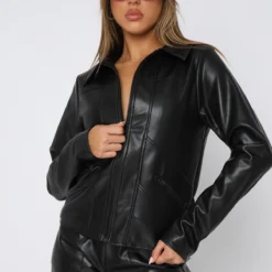 Reminds Me Of You PU Jacket Black -Outlet Poise Nest Store 20.07.23 242050