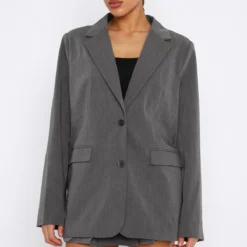 The Way To Go Oversized Blazer Charcoal -Outlet Poise Nest Store 22.06.2335566