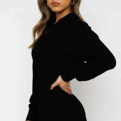 Feels Like A Holiday Shirt Dress Black -Outlet Poise Nest Store 28.07.21 1108