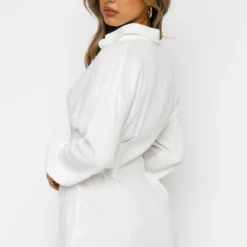 Feels Like A Holiday Shirt Dress White -Outlet Poise Nest Store 28.07.21 1189