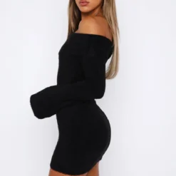 Snow Angel Long Sleeve Mini Dress Black -Outlet Poise Nest Store 30.06.2335856