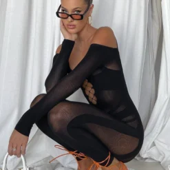 Staying Snatched Long Sleeve Jumpsuit Black -Outlet Poise Nest Store 307280190 631443555225146 3878696013631130149 n