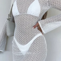 With Me Long Sleeve Mini Dress White