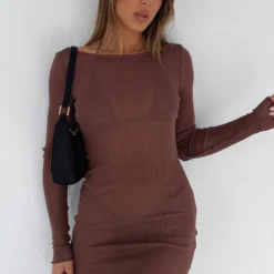 Without Warning Long Sleeve Mini Dress Chocolate -Outlet Poise Nest Store A90F179D E7DF 4FBD BDF1 07CBE88C17E3