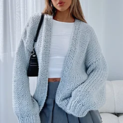 A Little Too Much Knit Cardigan Grey Marle