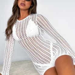 Change Of Plans Knitted Long Sleeve Playsuit White -Outlet Poise Nest Store CHANGE OF PLANS PLAYSUIT 31.1.23 005