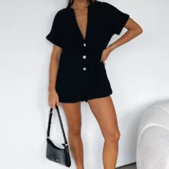 Higher Power Playsuit Black