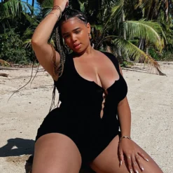 Free Feeling Knit Playsuit Black -Outlet Poise Nest Store FREE FEELING PLAYSUIT BLACK