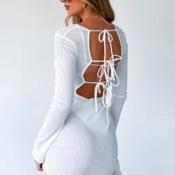 Future Lover Long Sleeve Mini Dress Off White -Outlet Poise Nest Store FUTURE LOVER L S MINI DRESS 19.04.23 05