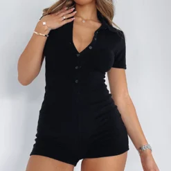 Golden Light Terry Playsuit Black -Outlet Poise Nest Store GOLDEN LIGHT PLAYSUIT 130422 02