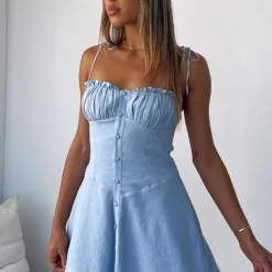 Plastic Heart Mini Dress Baby Blue