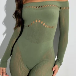 No Take Backs Long Sleeve Playsuit Khaki -Outlet Poise Nest Store IMG 1534 scaled