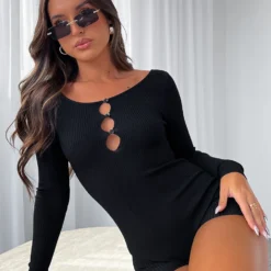 Lookin' Good Long Sleeve Playsuit Black