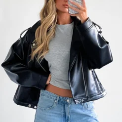 City Is Mine PU Biker Jacket Black