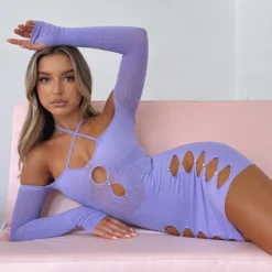 Keep On Looking Mini Dress Purple