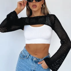 Keep On Walking Knit Bolero Black