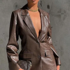 Take The Lead Blazer Chocolate -Outlet Poise Nest Store Lola2