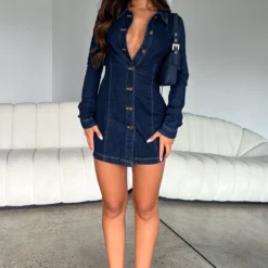No Better Time Long Sleeve Mini Dress Deep Blue -Outlet Poise Nest Store NO BETTER TIME LONGSLEEVE MINI DRESS 02.08.23 04