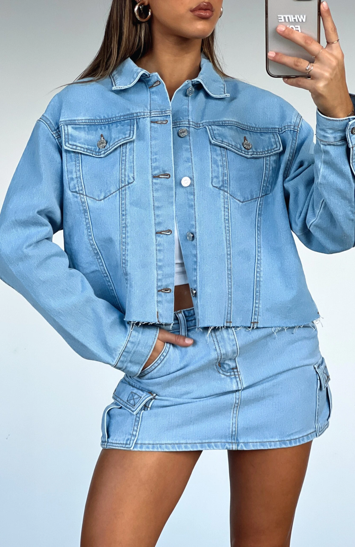 Only Want To Be With You Denim Jacket Light Blue Wash - Image 5