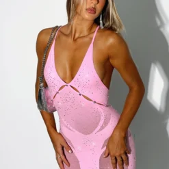 Sparkling Baby Diamante Mini Dress Candy Pink