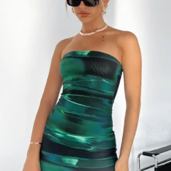 Spark The Passion Mini Dress Green Distortion