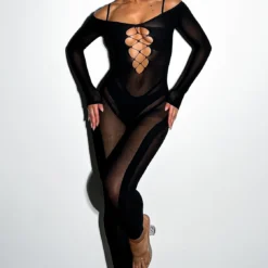 Staying Snatched Long Sleeve Jumpsuit Black -Outlet Poise Nest Store STAYING SNATCHED LONG SLEEVE PLAYSUIT 300822 14